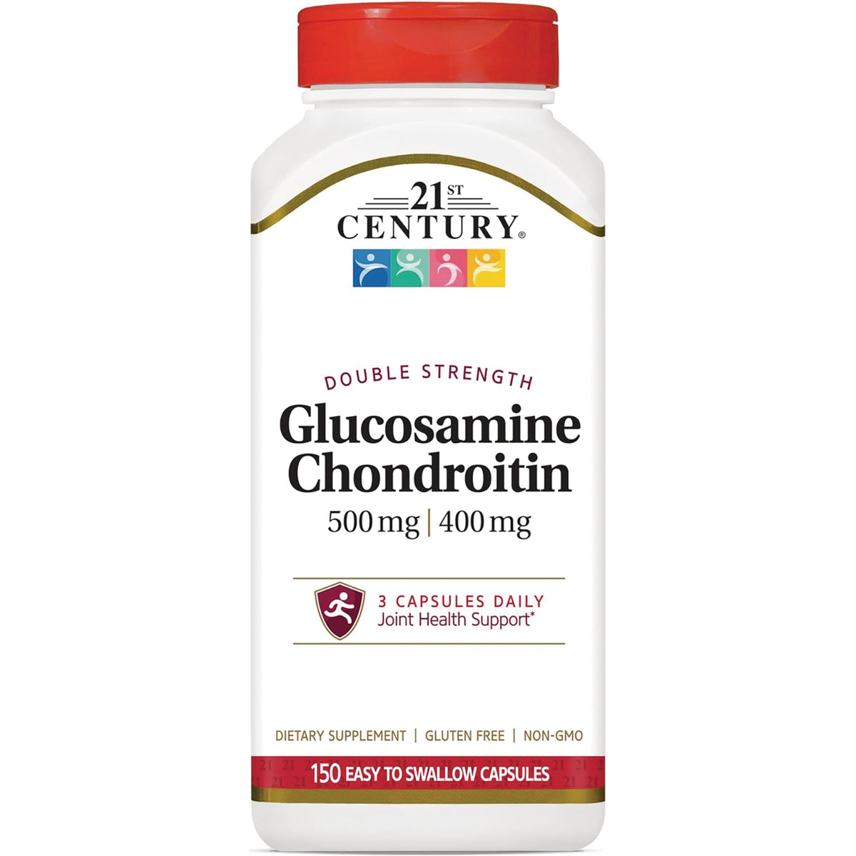 CNT067 | 21st Century Glucosamine Chondroitin double strength 500 mg | 400 mg white bottle with red cap, 150 capsules