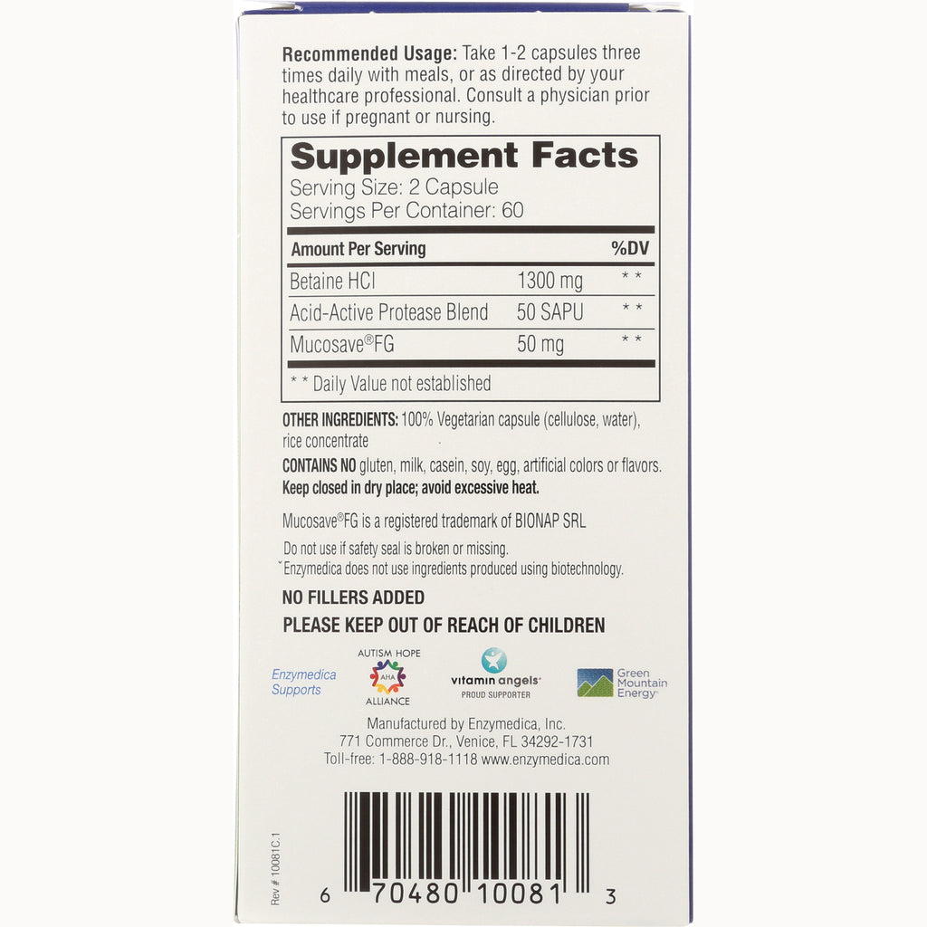EMD070 | Back panel with Supplement Facts box, recommended usage, other ingredients and barcode - Thumbnail
