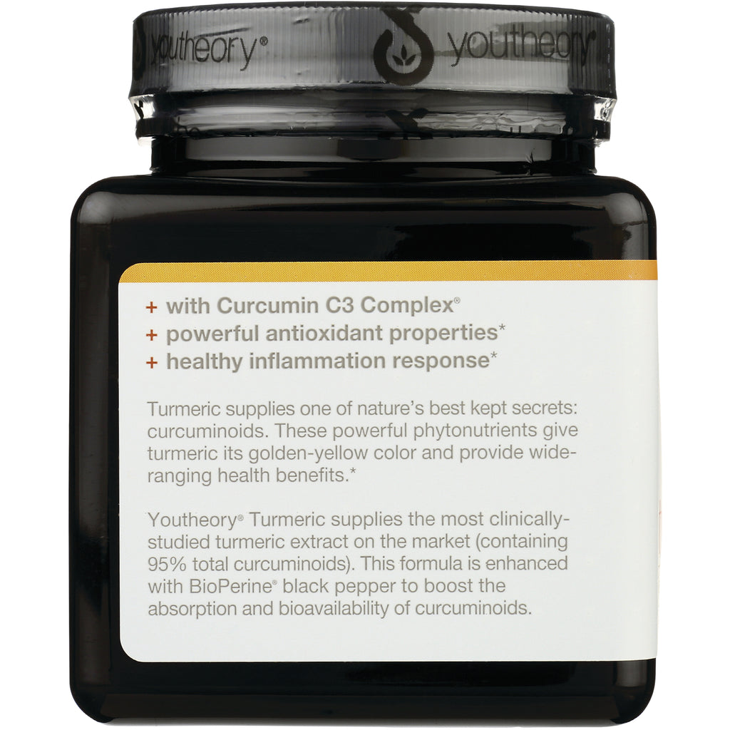 YOU008 | Youtheory Turmeric bottle panel: with Curcumin C3 Complex, powerful antioxidant properties, healthy inflammation response - Thumbnail
