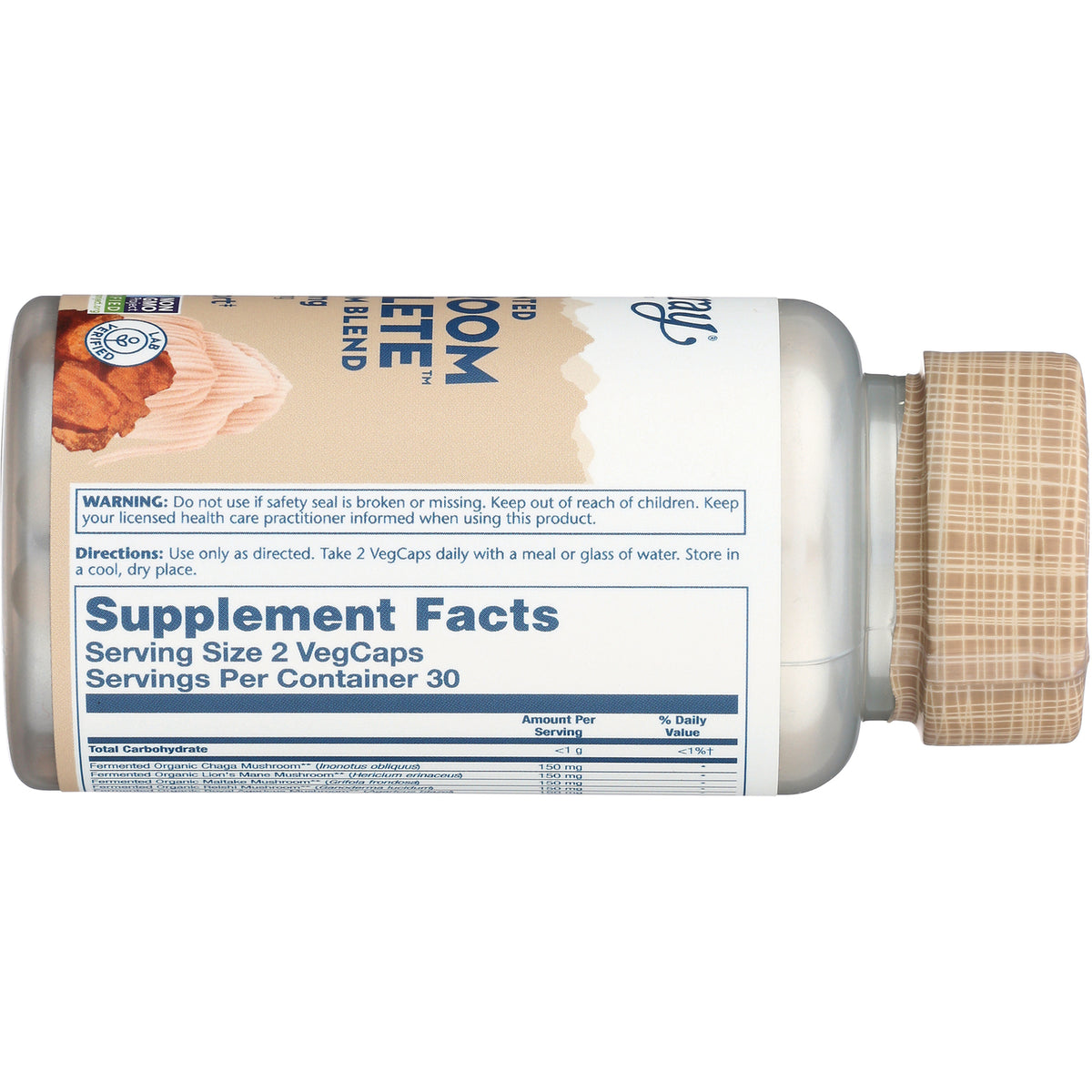 SLR463 | Back label showing Supplement Facts, serving size 2 VegCaps and product warnings on bottle