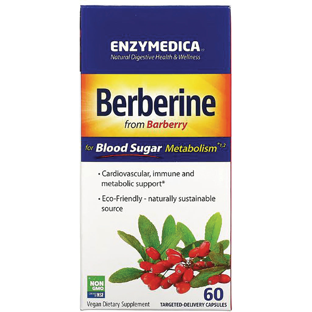 EMD063 | Enzymedica Berberine from Barberry supplement box for blood sugar metabolism, 60 targeted-delivery vegan capsules - Thumbnail