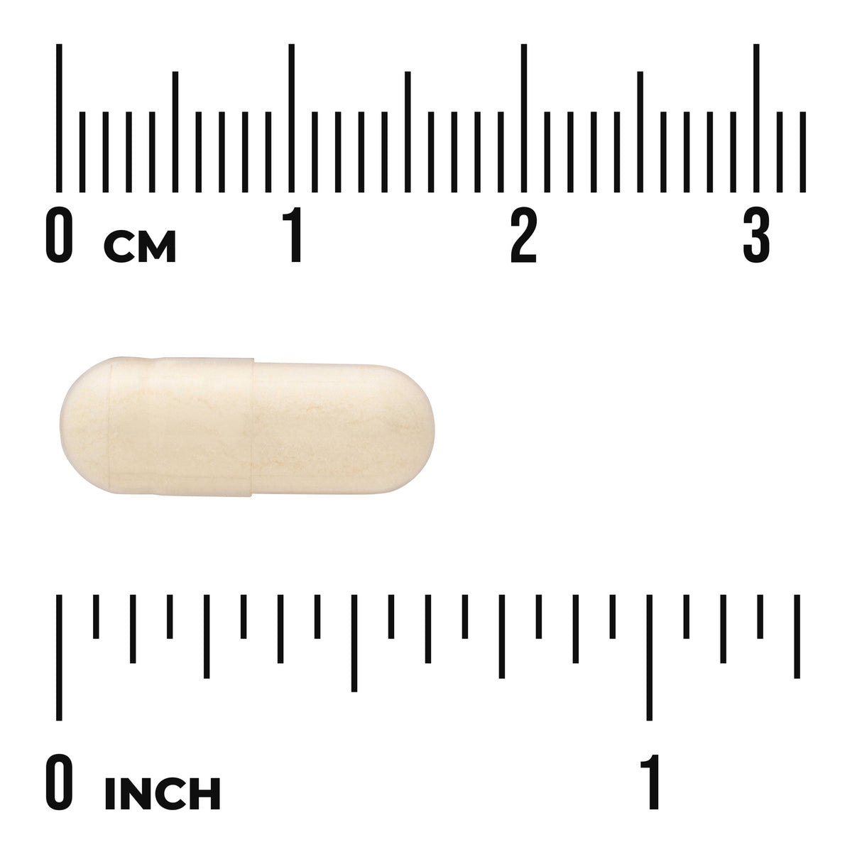 SWU067 | Beige capsule with size rulers in centimeters and inches