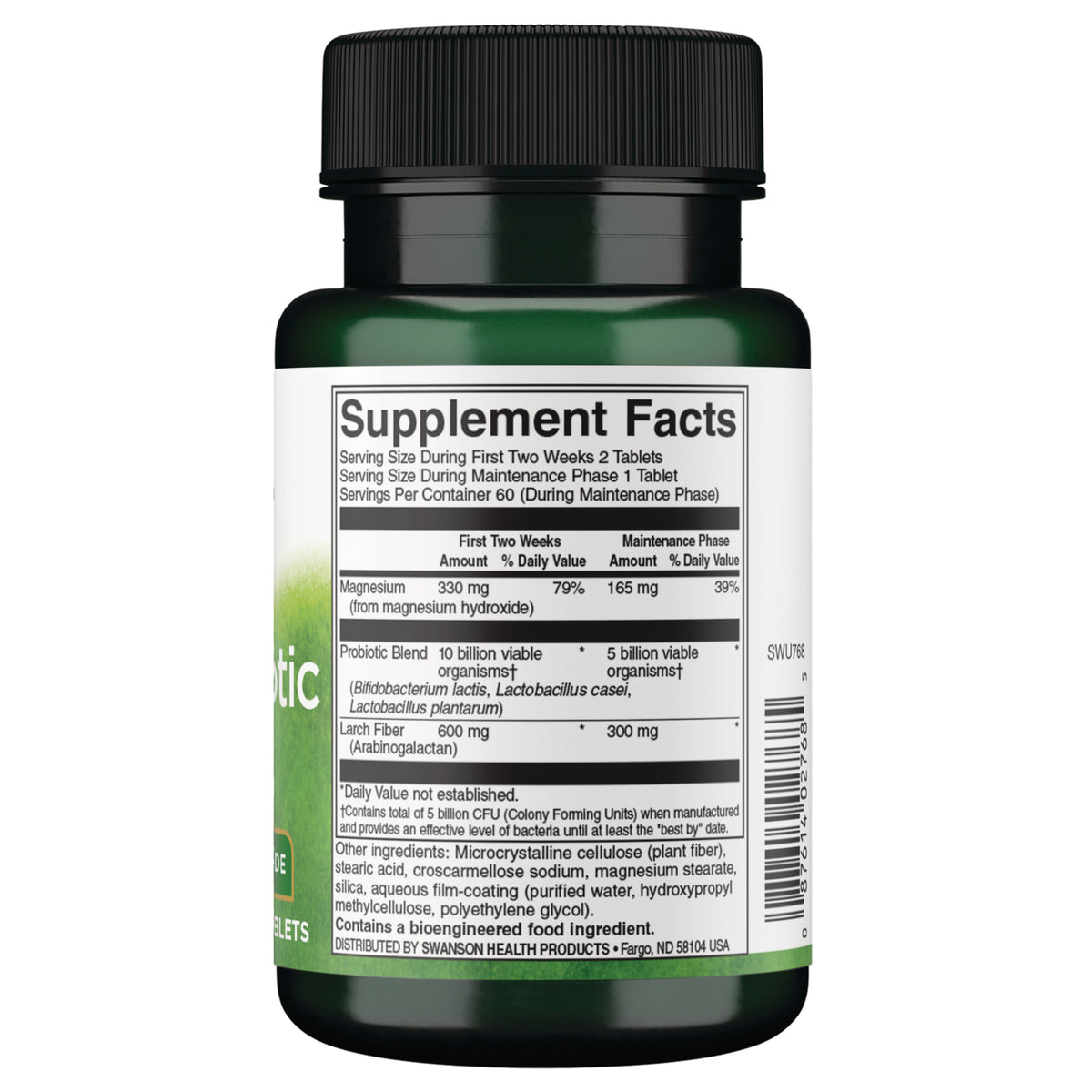 SWU768 |Back label with Supplement Facts