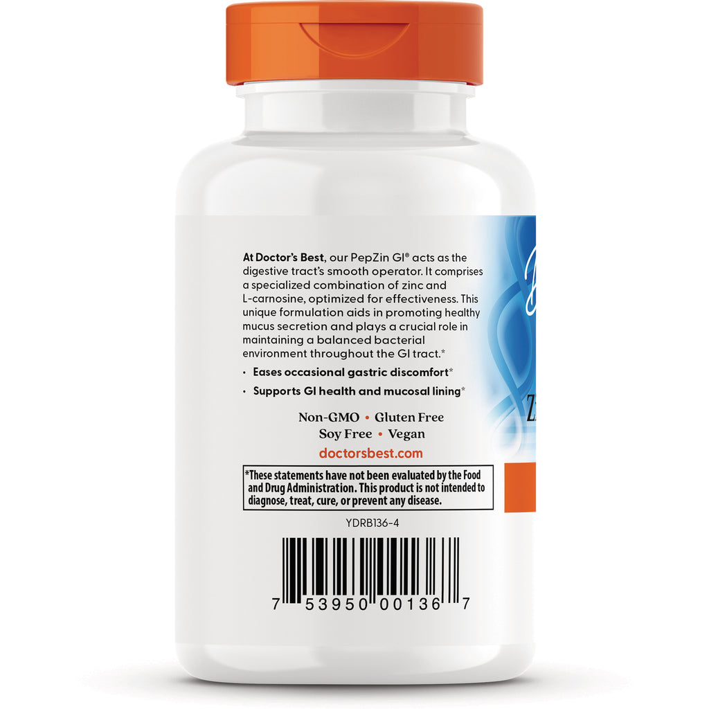 DB114 | Back label of white supplement bottle showing product description, Non-GMO and gluten free text plus barcode - Thumbnail