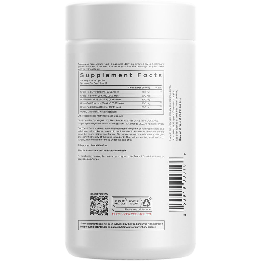 CDG024 | back label showing Supplement Facts panel, usage text, barcode, QR code, and recycling icons - Thumbnail