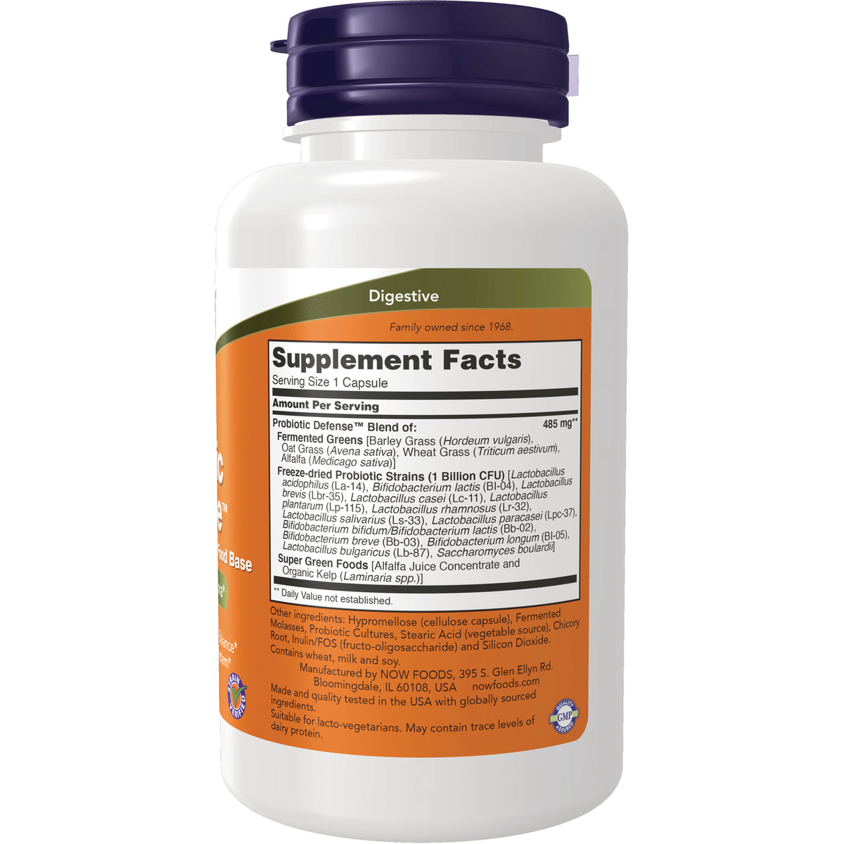 NWF775 | Back of white supplement bottle showing Supplement Facts panel and ingredients label