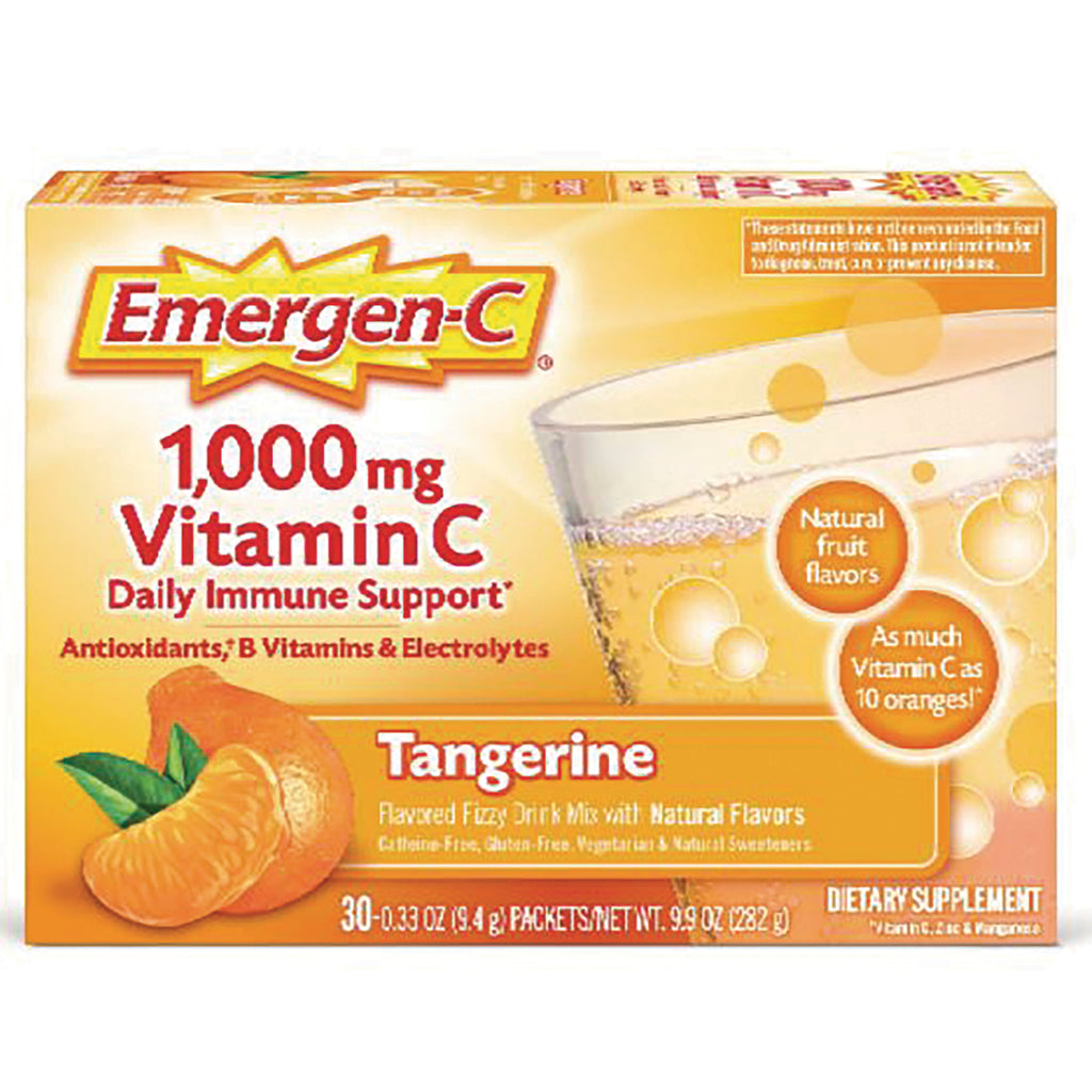 AC112 | Emergen-C 1,000 mg Vitamin C tangerine drink mix box, 30 packets, Daily Immune Support - Thumbnail
