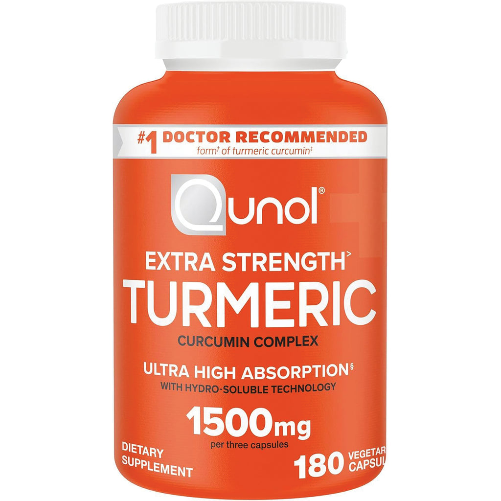 QNL011 | Qunol Extra Strength Turmeric curcumin complex 1500mg vegetarian capsules bottle front - Thumbnail
