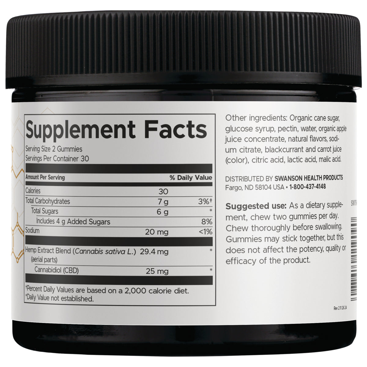 SW1909 | Back label with Supplement Facts