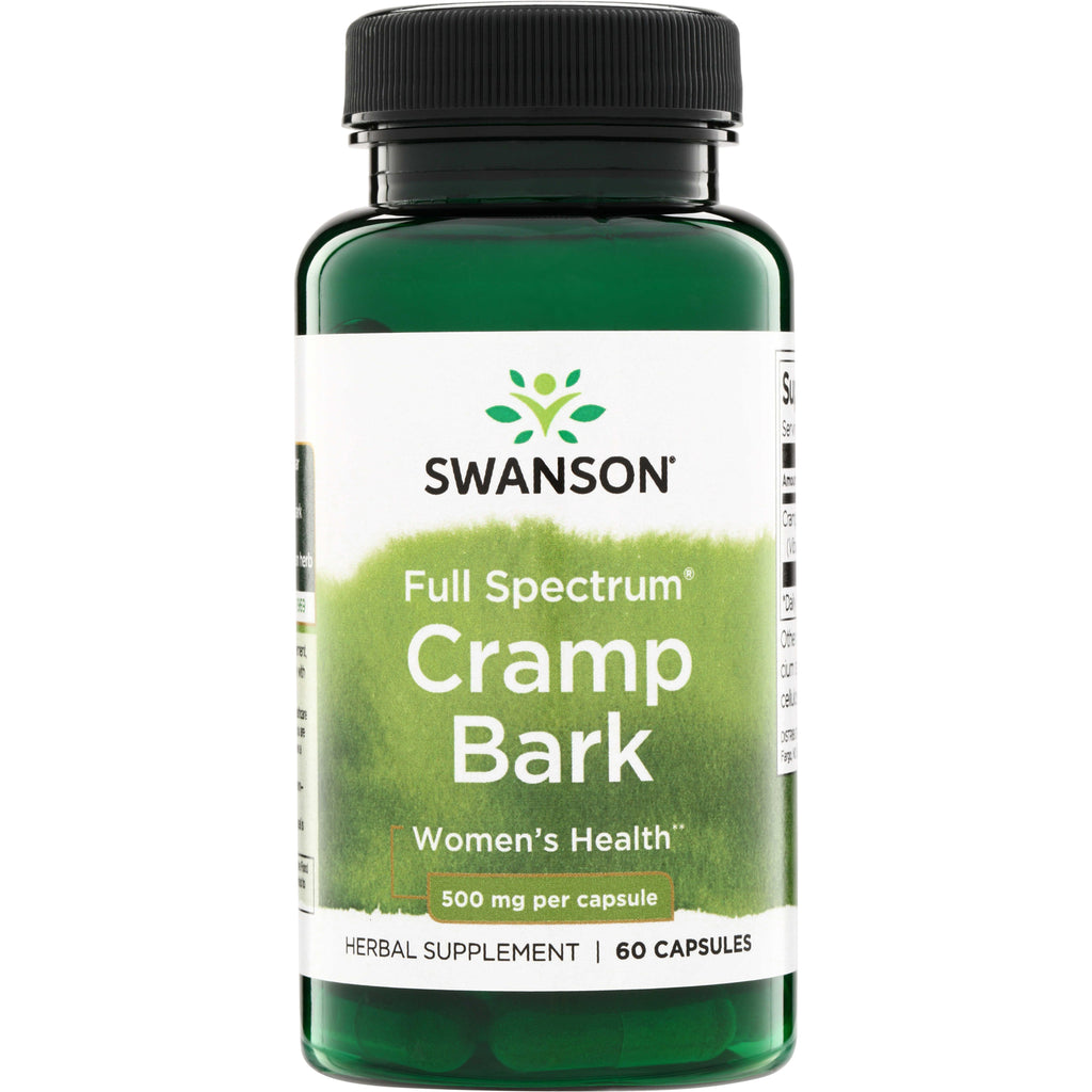 SW1935 | Swanson Full Spectrum Cramp Bark supplement, 500 mg per capsule, 60 capsules bottle front - Thumbnail