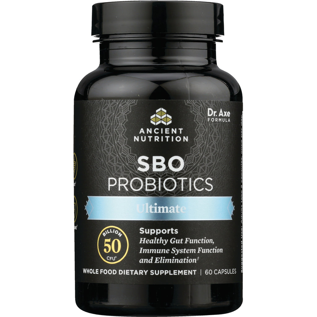 ATN052 | Ancient Nutrition SBO Probiotics Ultimate black bottle front label, 50 Billion CFU and 60 capsules - Thumbnail