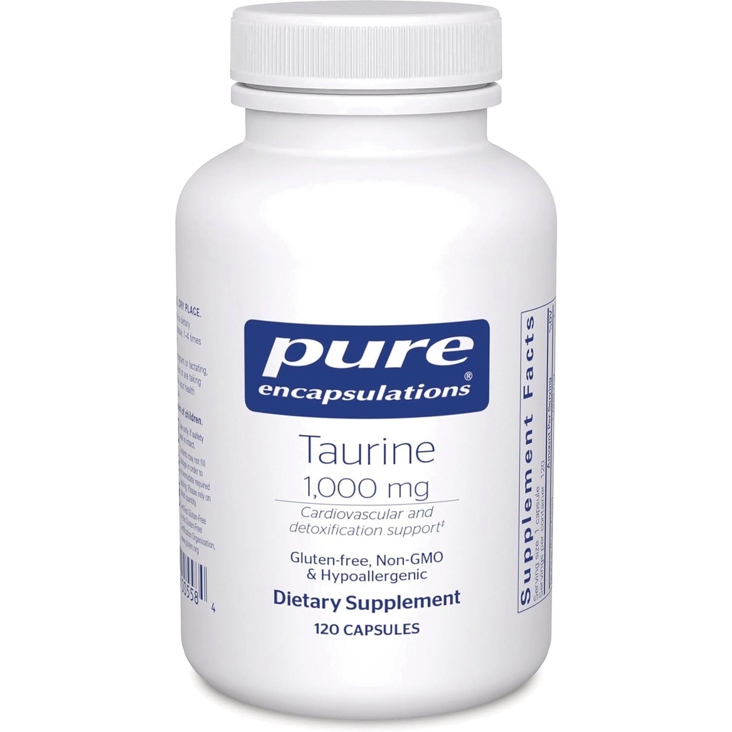 PRN113 | Pure Encapsulations Taurine 1,000 mg white bottle dietary supplement, 120 capsules