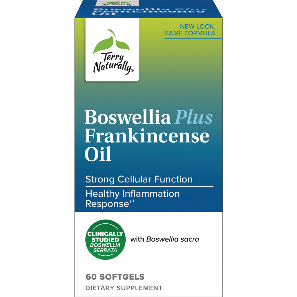EUR039 | Terry Naturally Boswellia Plus Frankincense Oil box, 60 softgels, front packaging showing benefits and branding - Thumbnail