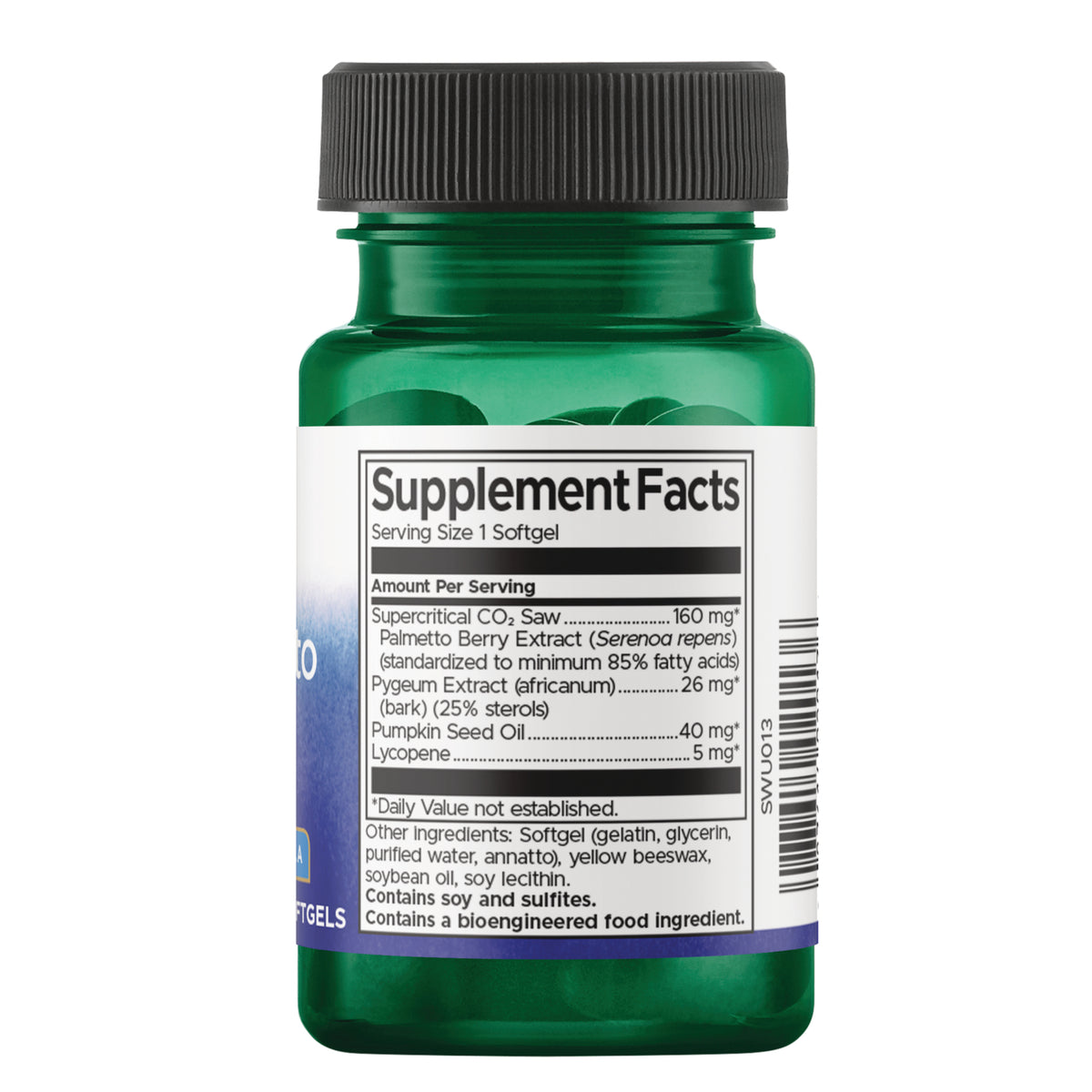 SWU013 | Back label with supplement facts and serving information