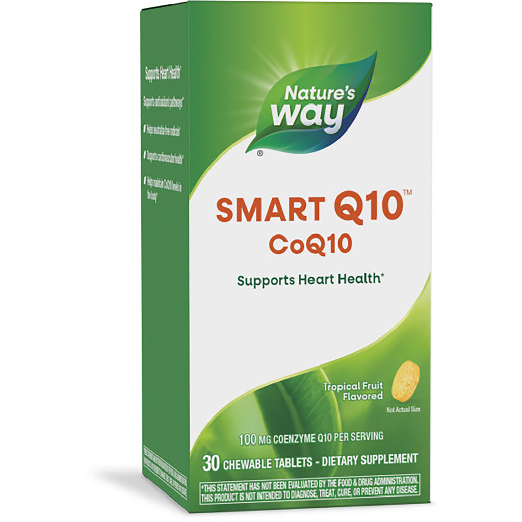 ET385 | Nature's Way Smart Q10 CoQ10 tropical fruit flavored 30 chewable tablets 100 mg front packaging - Thumbnail