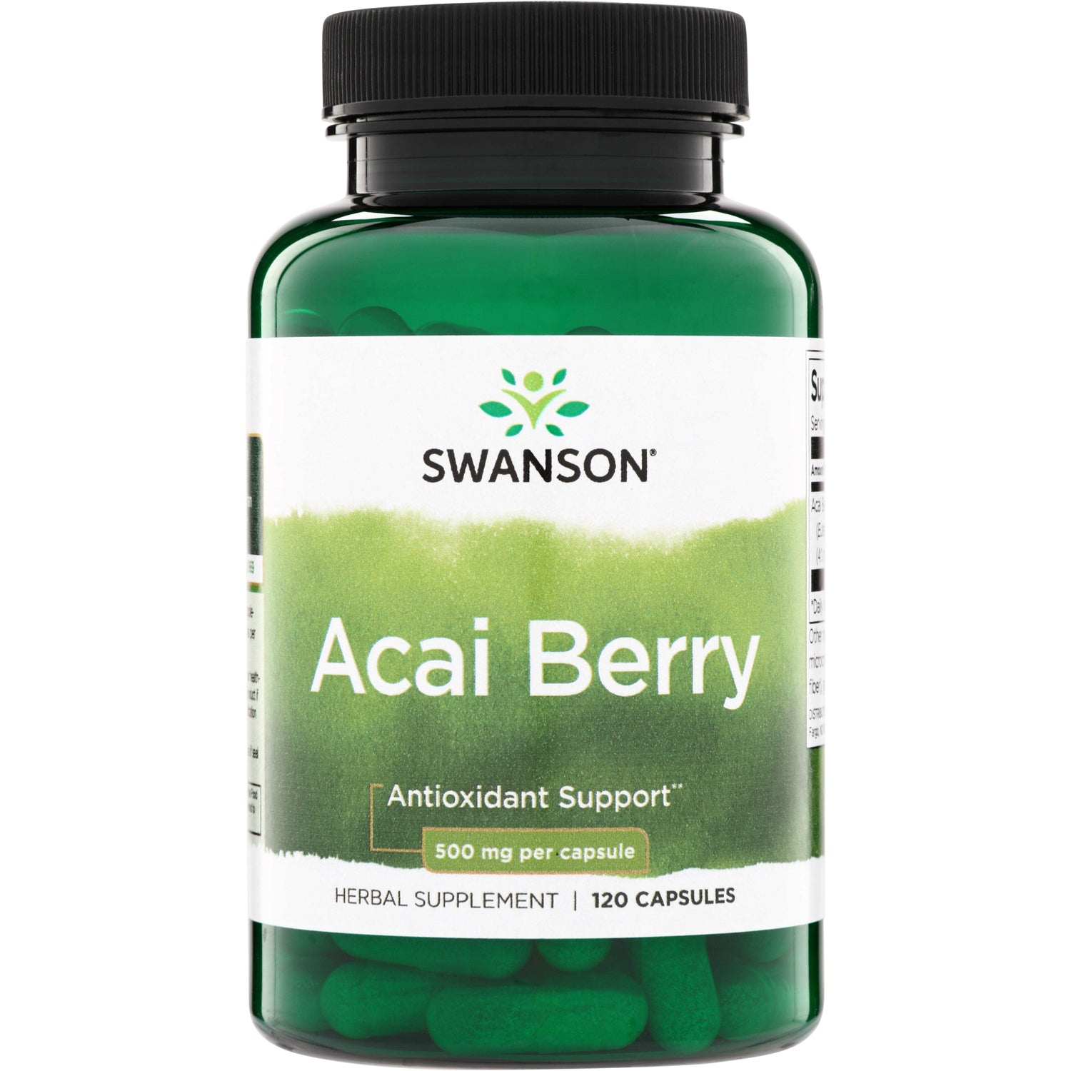 SW1082 | Swanson Acai Berry herbal supplement, 500 mg per capsule, 120 capsules bottle, Antioxidant Support