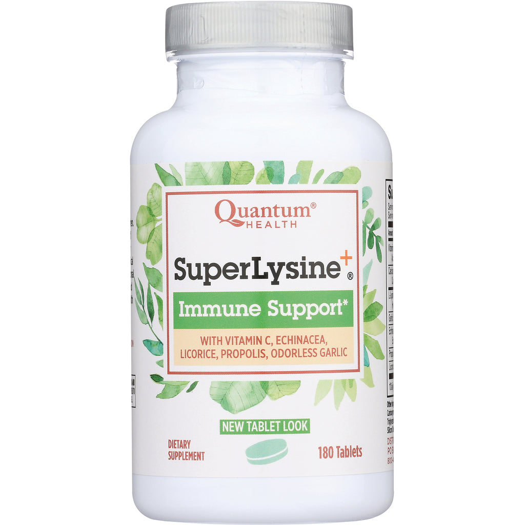 QU029 | Quantum Health SuperLysine+ Immune Support supplement bottle, 180 tablets, front label - Thumbnail