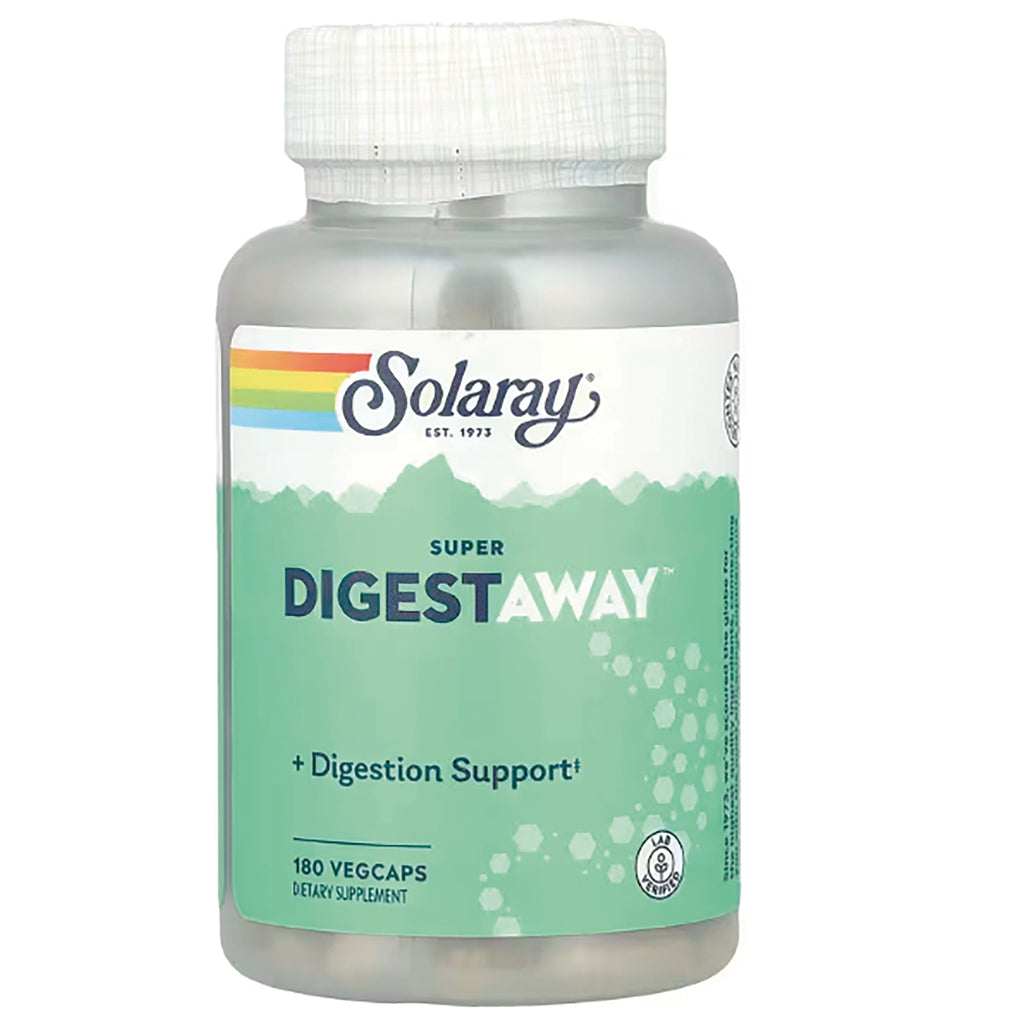 SLR212 | Solaray Super DIGESTAWAY bottle showing front label, digestion support, 180 vegcaps - Thumbnail