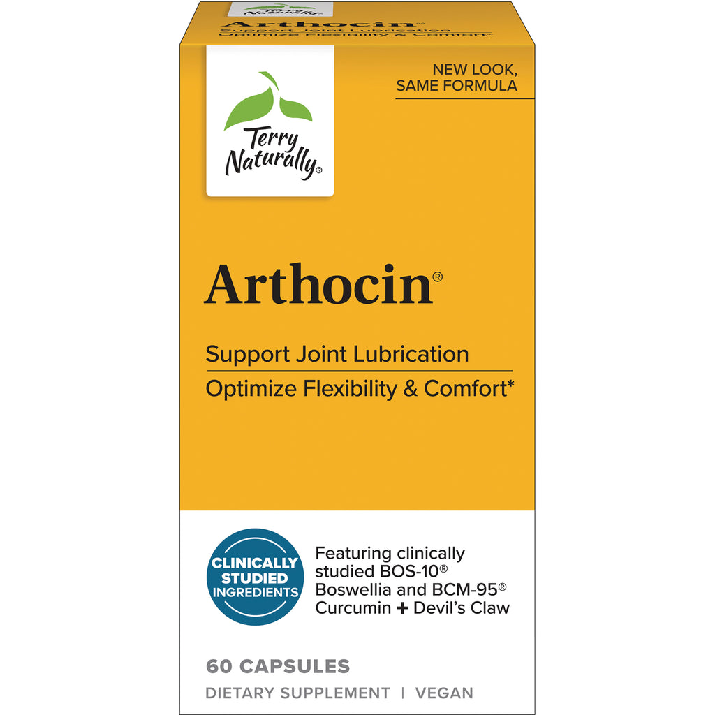 EUR005 | Terry Naturally Arthocin supplement box, yellow front reading Support Joint Lubrication, 60 capsules - Thumbnail