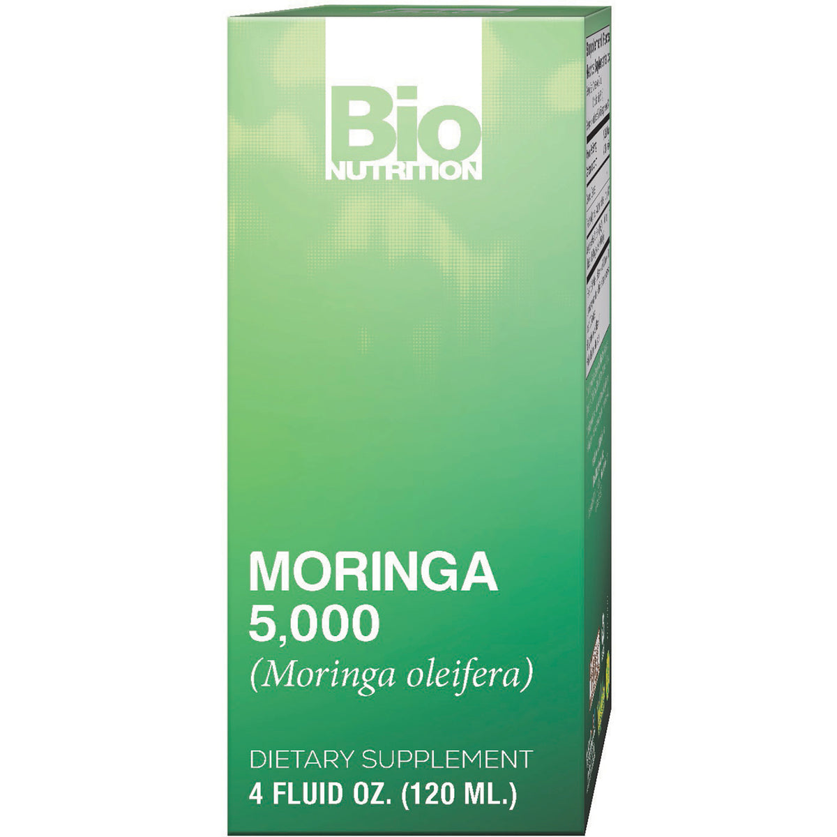 BNN019 | Bio Nutrition Moringa 5,000 dietary supplement front green box 4 fluid oz (120 ml)