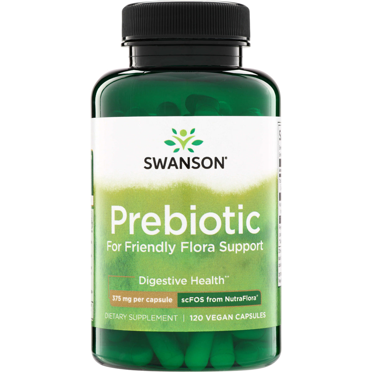 SWA039 | Swanson Prebiotic, For Friendly Flora Support, Digestive Health, 120 vegan capsules bottle front