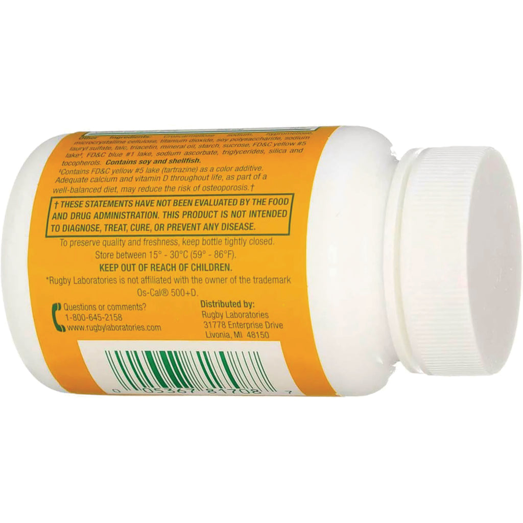 WAT039 | Back label of supplement bottle showing warnings, barcode, and Rugby Laboratories contact info - Thumbnail