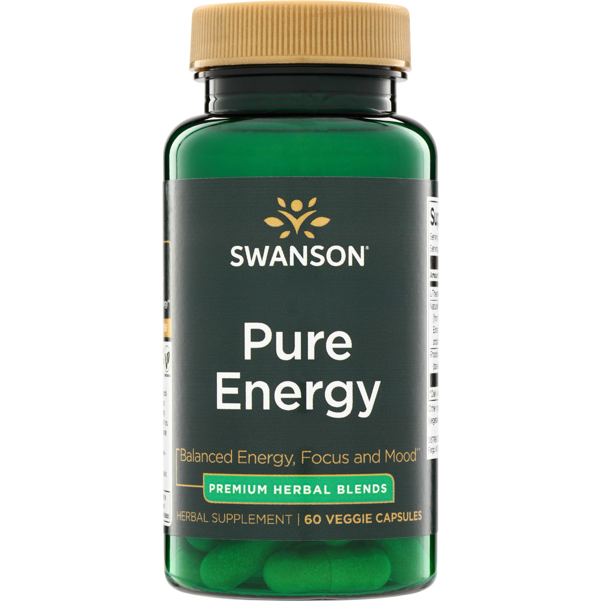 SWU1048 | Swanson Pure Energy herbal supplement, 60 veggie capsules, Balanced Energy, Focus and Mood