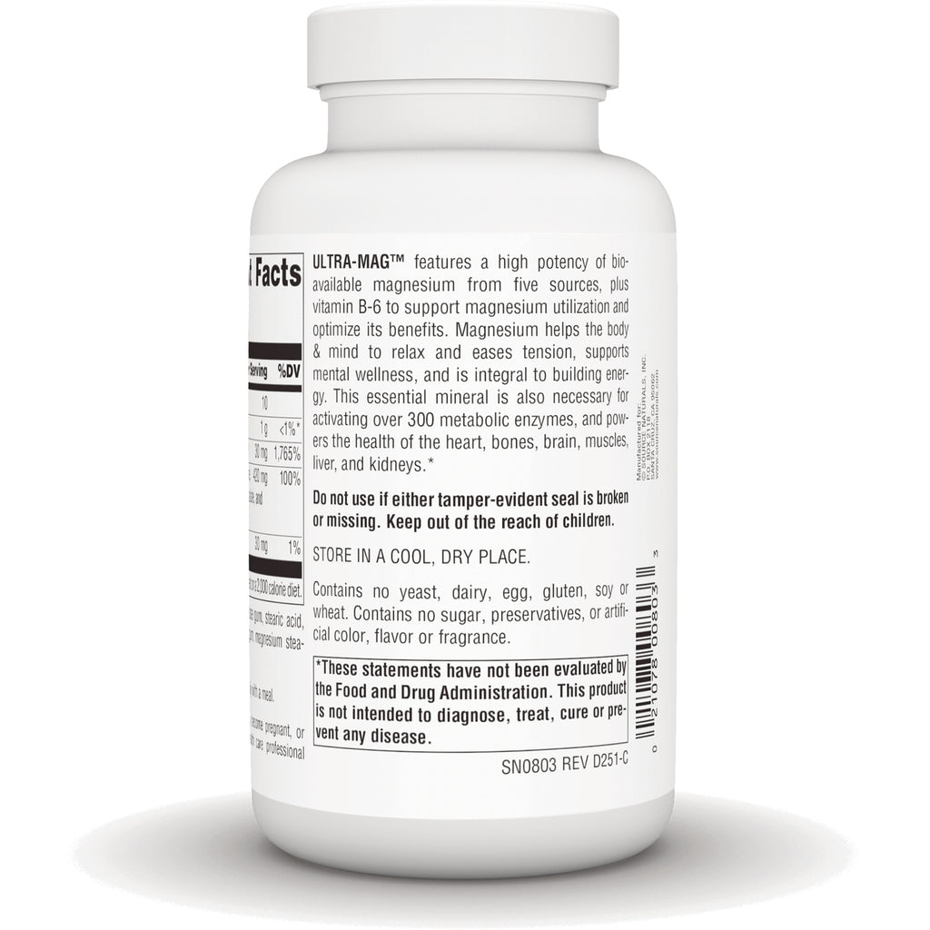SN270 | Back label with Supplement Facts and ULTRA-MAG magnesium product information - Thumbnail