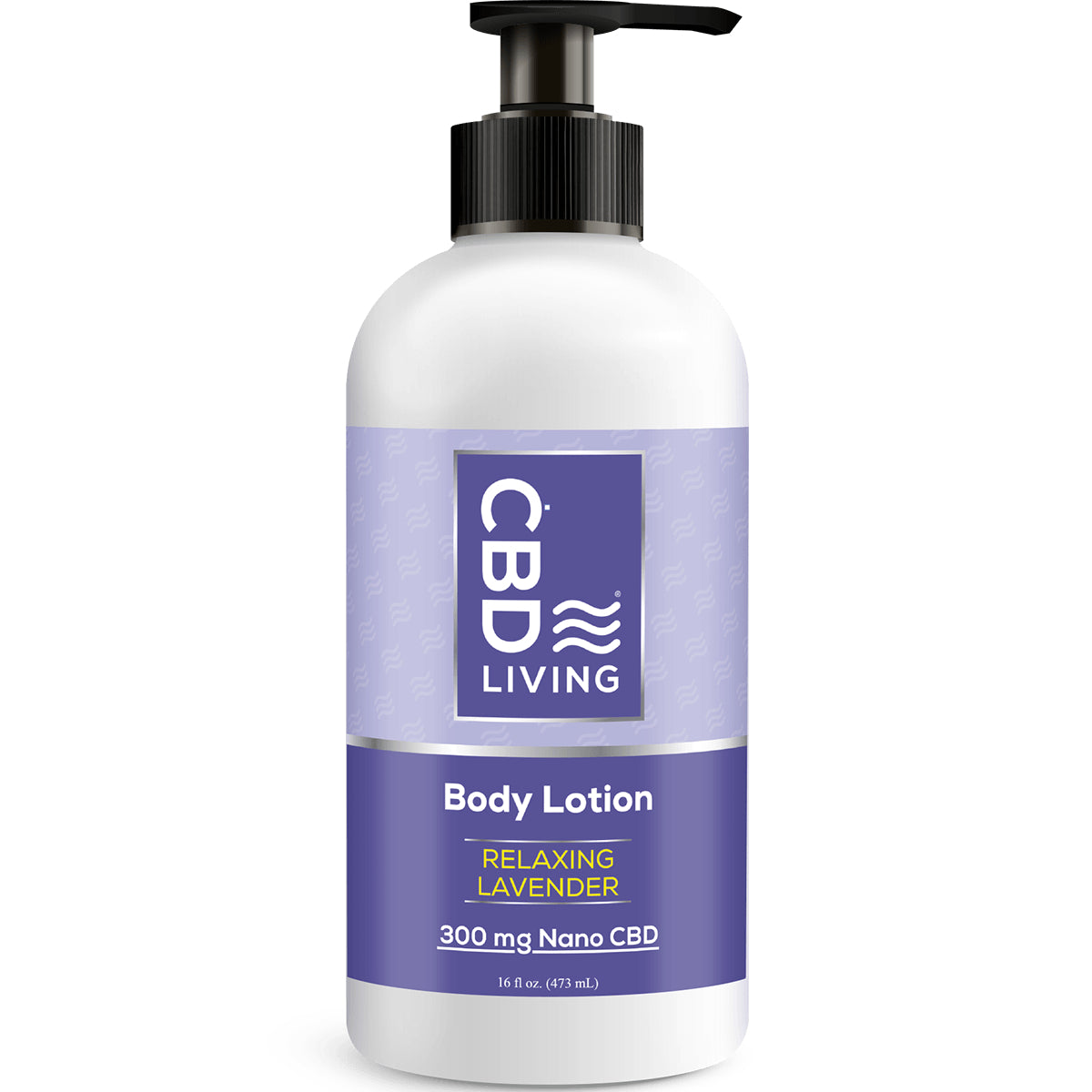 CBD035 | CBD Living body lotion pump bottle labeled Body Lotion Relaxing Lavender 300 mg Nano CBD