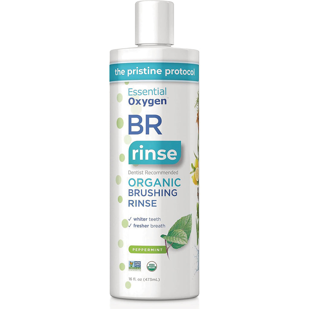 EOX006 | Essential Oxygen BR rinse peppermint 16 fl oz bottle showing front label organic brushing rinse - Thumbnail