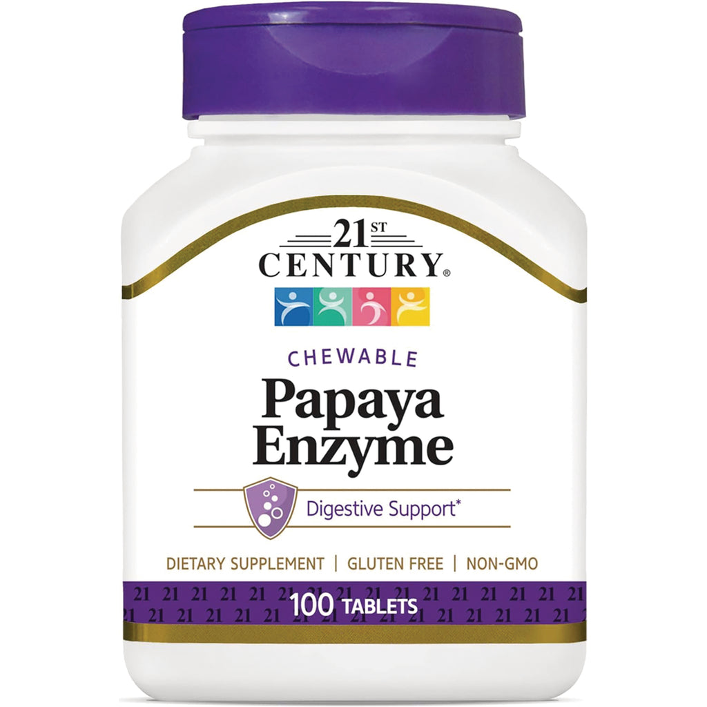 CNT132 | 21st Century chewable Papaya Enzyme bottle, digestive support dietary supplement, 100 tablets - Thumbnail