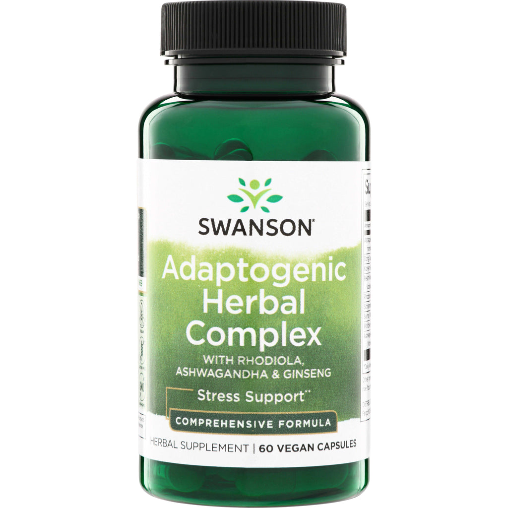 SW1095 | Swanson Adaptogenic Herbal Complex bottle, 60 vegan capsules, stress support with rhodiola, ashwagandha and ginseng - Thumbnail