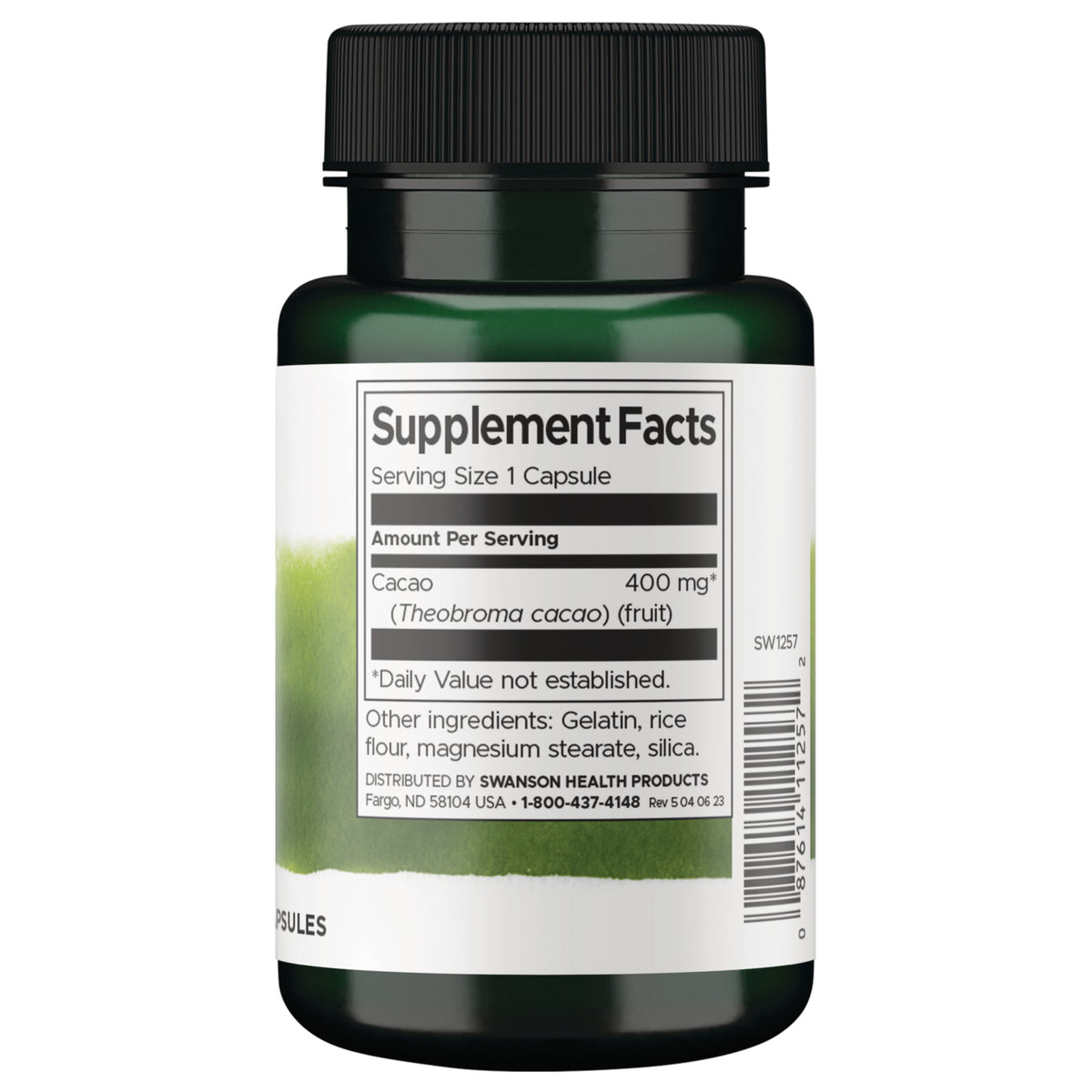 SW1257 | Back label with Supplement Facts