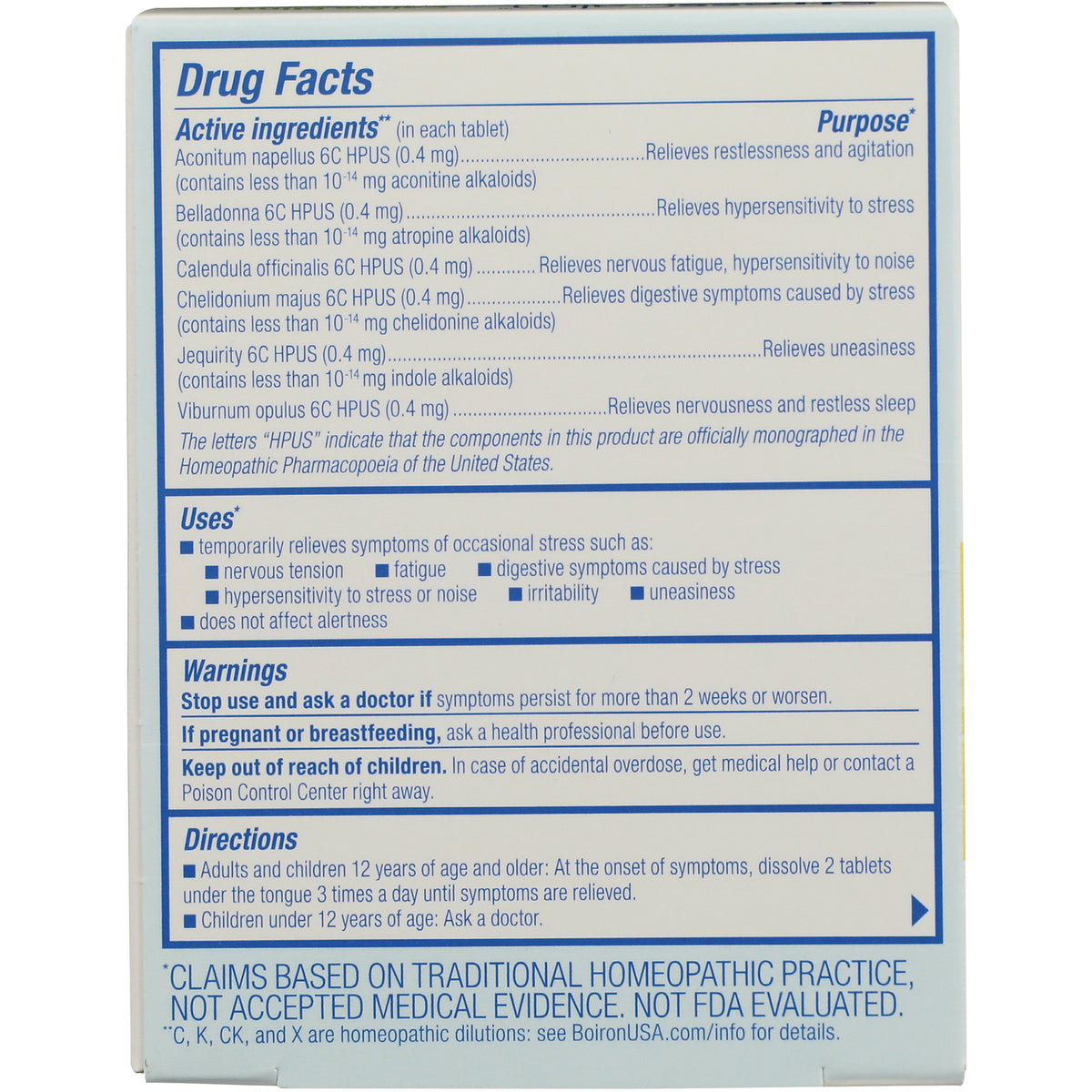 BRN125 | back panel showing drug facts, uses, warnings and directions text on product box