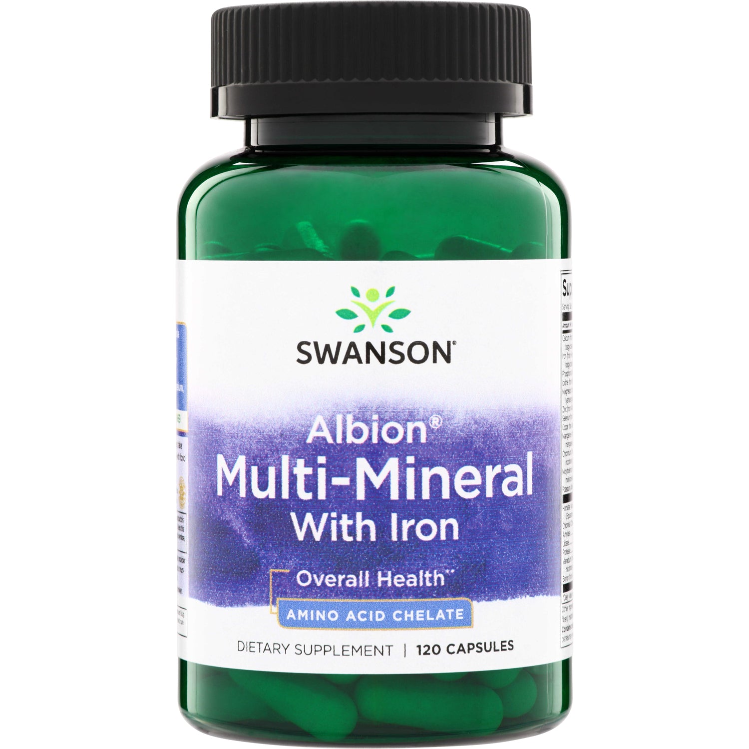 SWU062 | Swanson Albion Multi-Mineral with Iron dietary supplement, 120 capsules