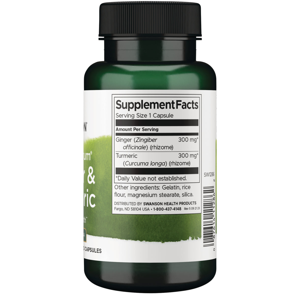 SW1286 | Back label with supplement facts and serving information