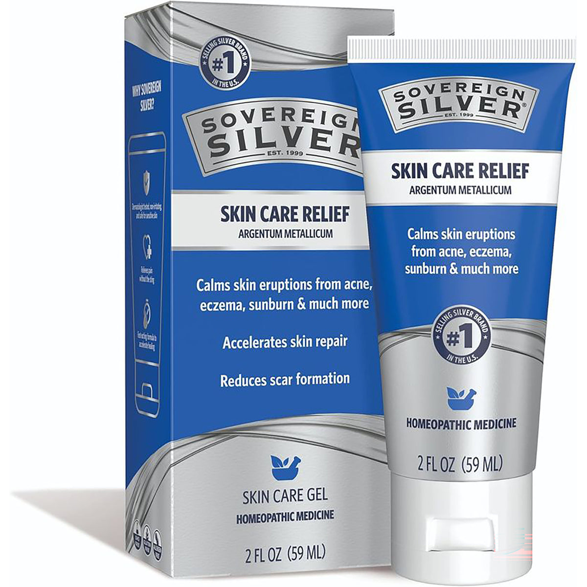 SSL015 | Sovereign Silver Natural Healing Gel, skin care tube with box, 2 fl oz