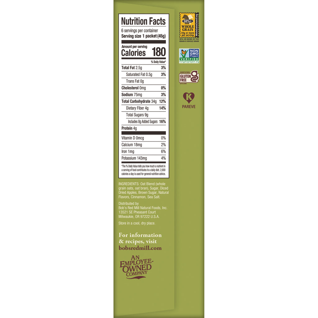 BOB486 | Back panel showing Nutrition Facts table, ingredients, certifications, and company website - Thumbnail