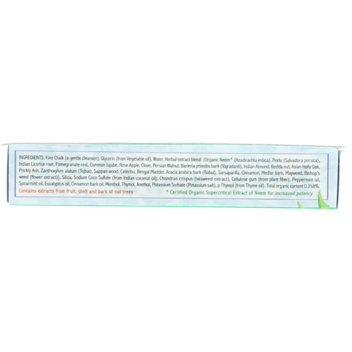 AUR006 | Back panel of product box showing ingredients list and allergen warning