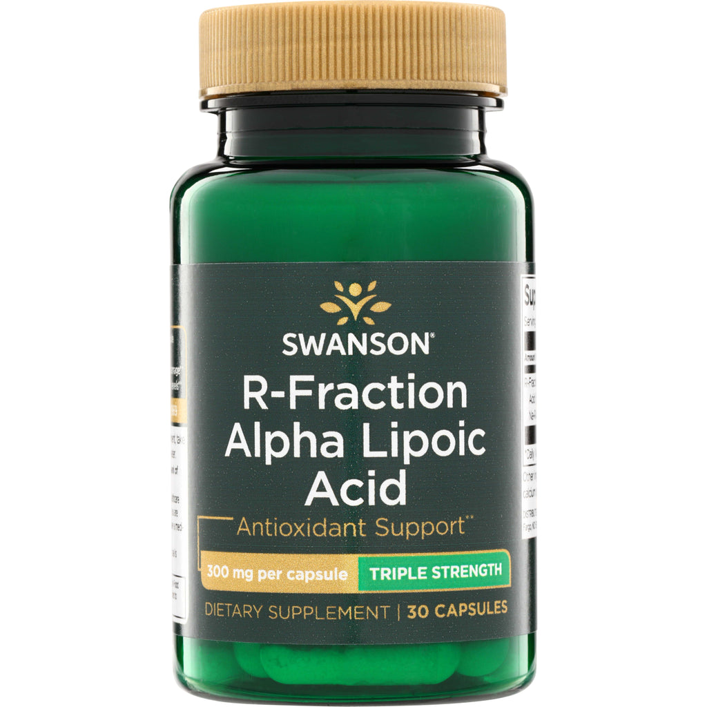 SWU319 | Swanson R-Fraction Alpha Lipoic Acid supplement bottle, 300 mg per capsule, triple strength, 30 capsules - Thumbnail
