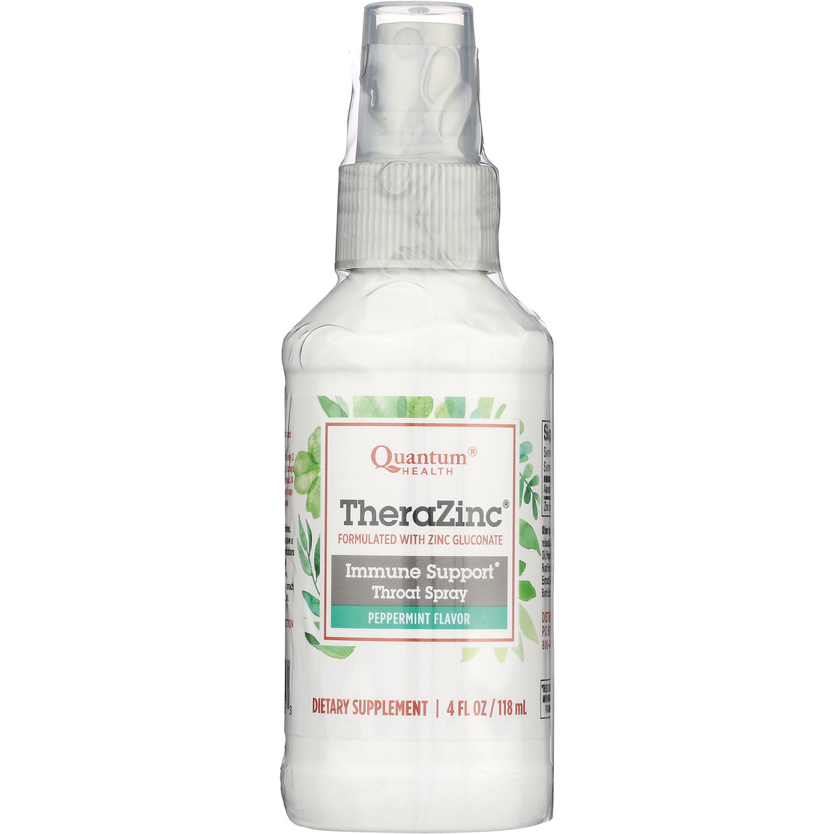 QU040 | TheraZinc Immune Support throat spray peppermint flavor bottle with Quantum Health label