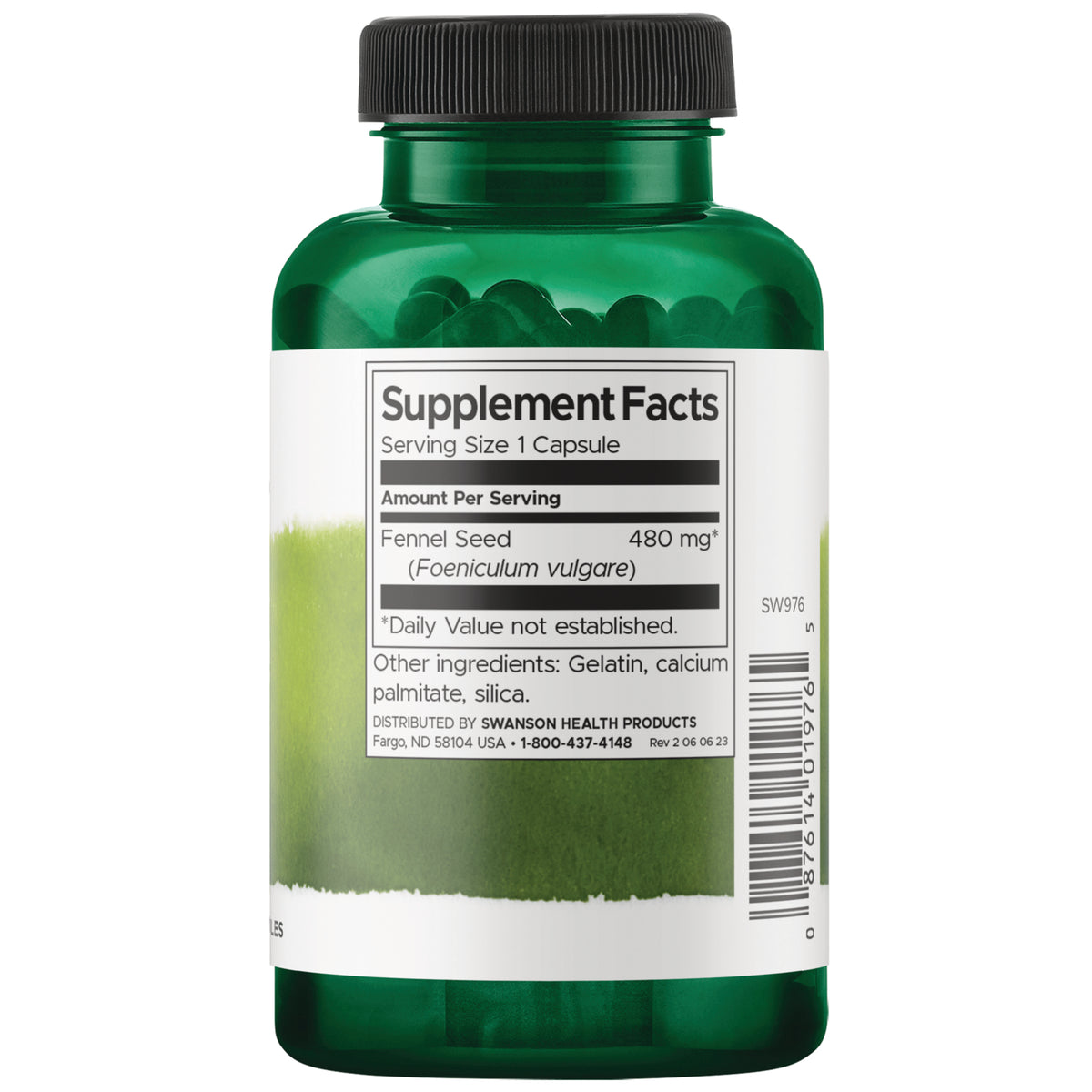 SW976 | Back label with supplement facts and serving information