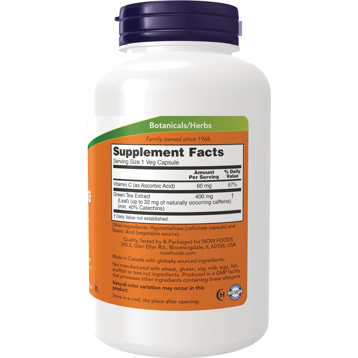 NWF679 | back of white supplement bottle showing Supplement Facts panel and ingredients on orange label