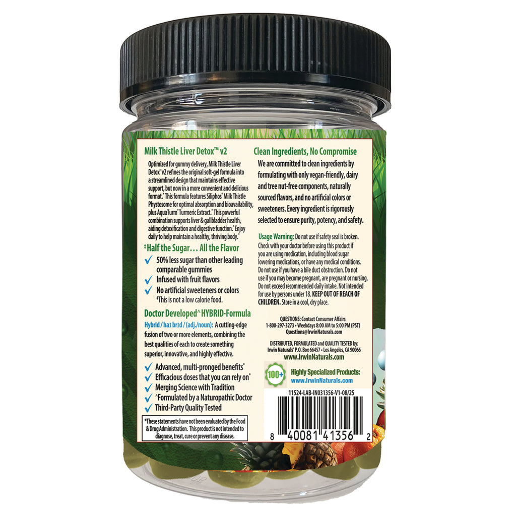 IR308 | back label of supplement jar showing ingredients, usage warnings, product claims, and barcode - Thumbnail