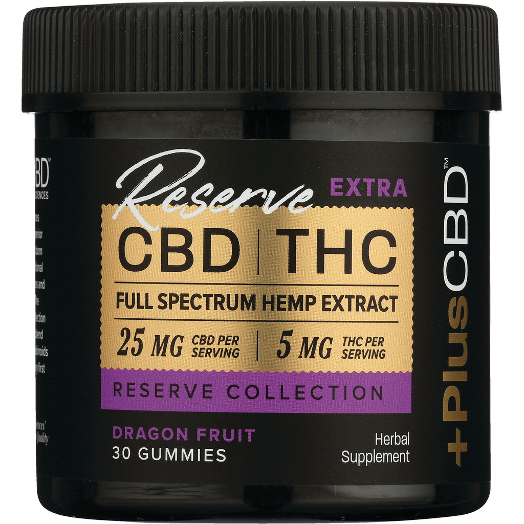 CV047 | Reserve CBD | THC full spectrum hemp extract front label, dragon fruit 30 gummies - Thumbnail