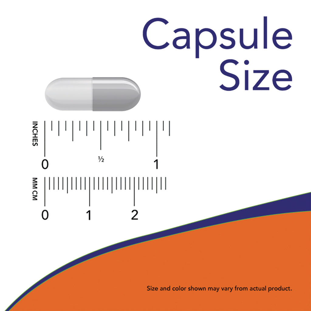NWF1371 | Capsule size graphic with gray capsule above inch and millimeter rulers labeled Capsule Size - Thumbnail