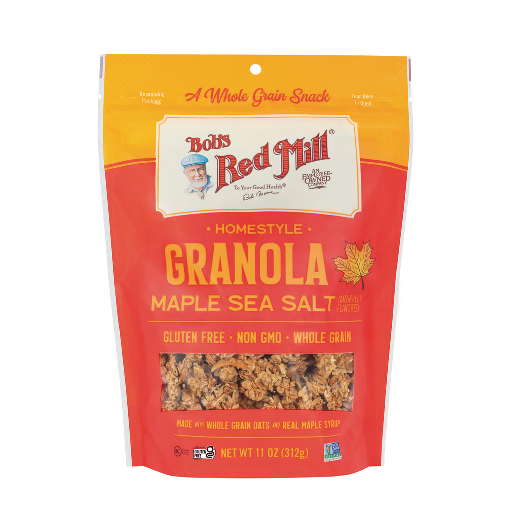 BOB473 | Bob's Red Mill Homestyle Granola Maple Sea Salt front pouch with window showing granola - Thumbnail
