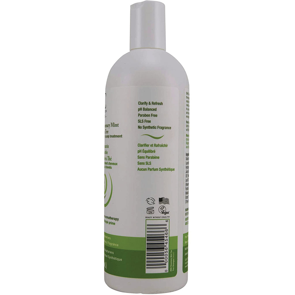 BWC100 | Back label of white shampoo bottle showing ingredients, claims and barcode - Thumbnail