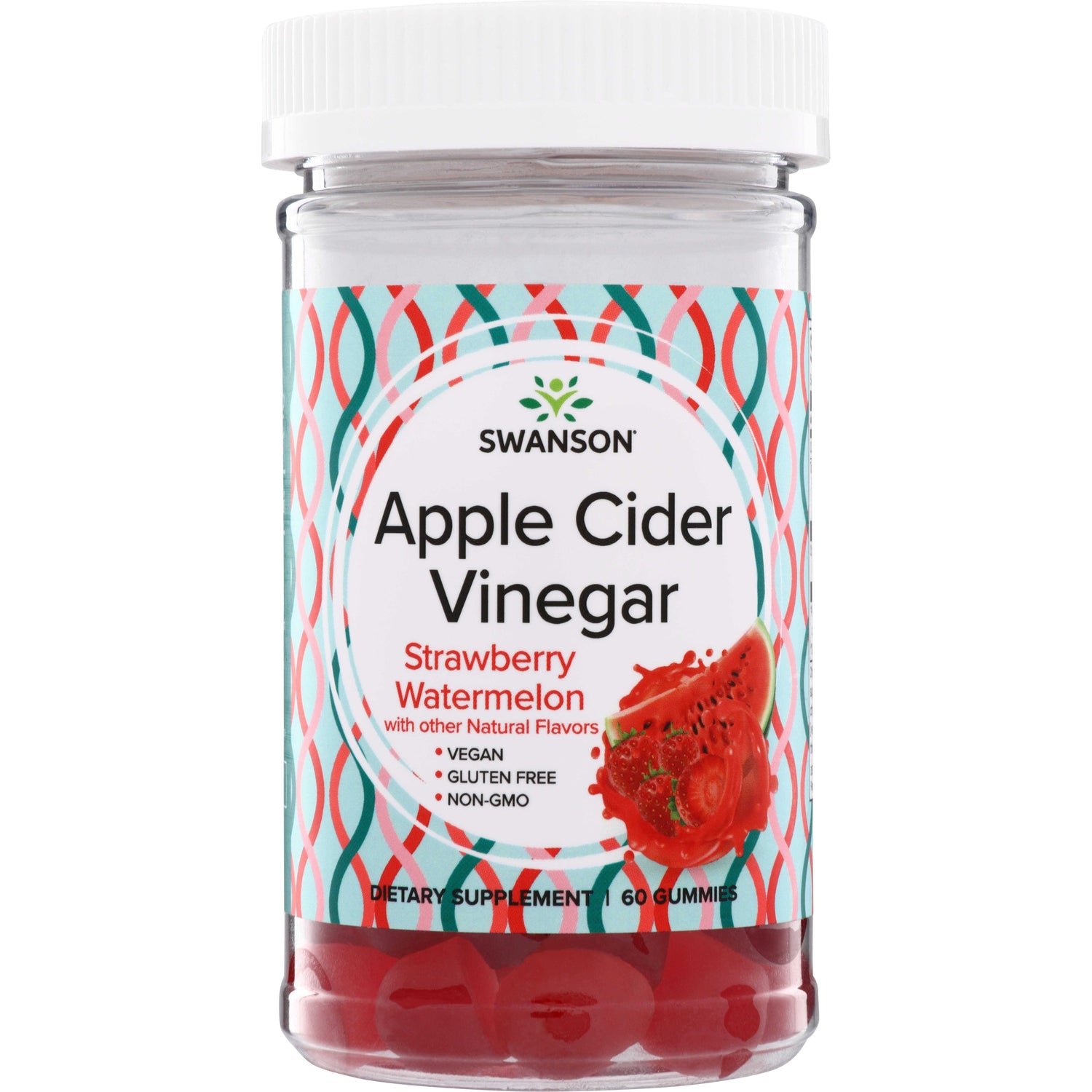 SW1845 | Swanson Apple Cider Vinegar gummies, Strawberry Watermelon flavor, 60 gummies