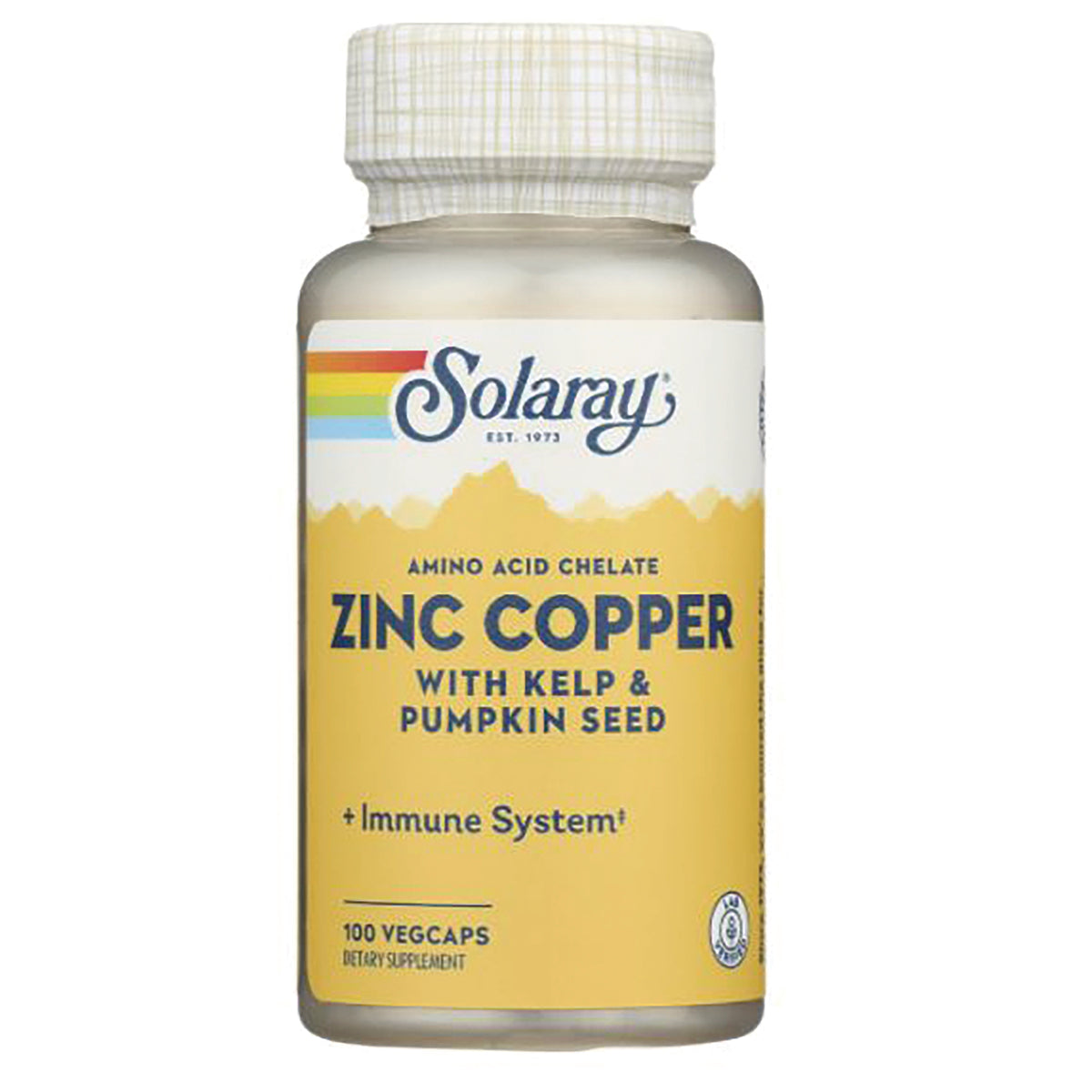 SLR284 | Solaray Zinc Copper with Kelp & Pumpkin Seed, Amino Acid Chelate, 100 VegCaps